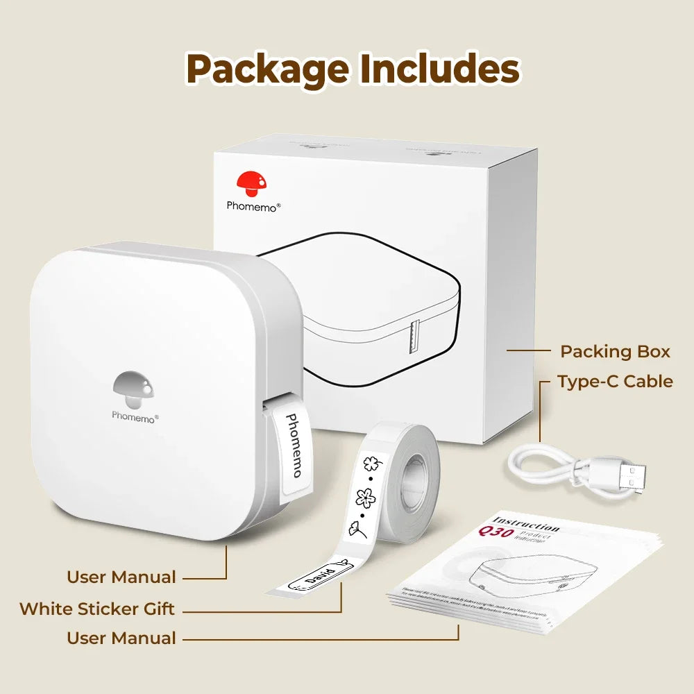 Phomemo Q30 Mini Portable Label Printer – Wireless Inkless Thermal Printing