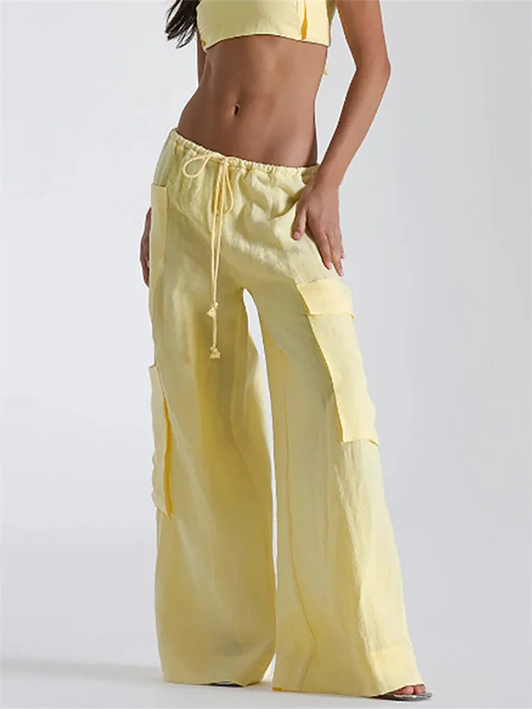 Loose Cargo Wide-Leg Pants
