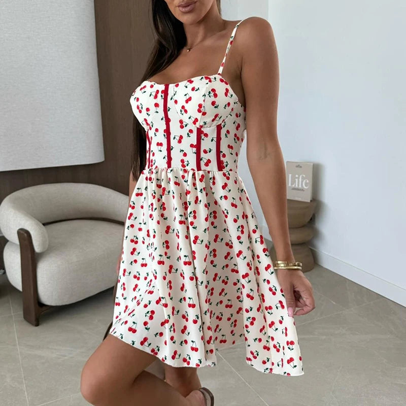 Fruit Print Summer Mini Dress – Playful & Feminine Look