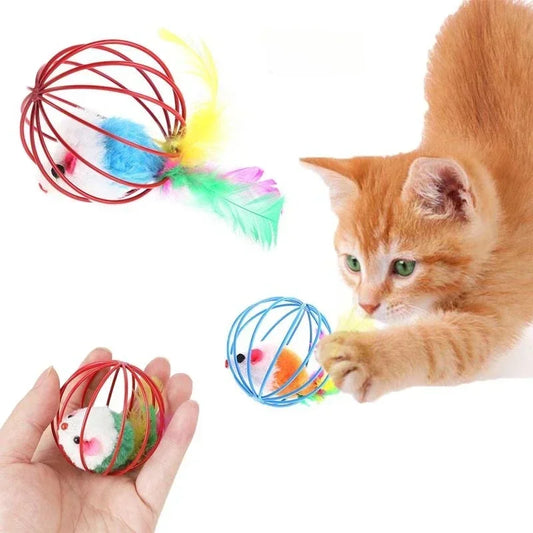 Colorful Feather Ball Toy for Cats