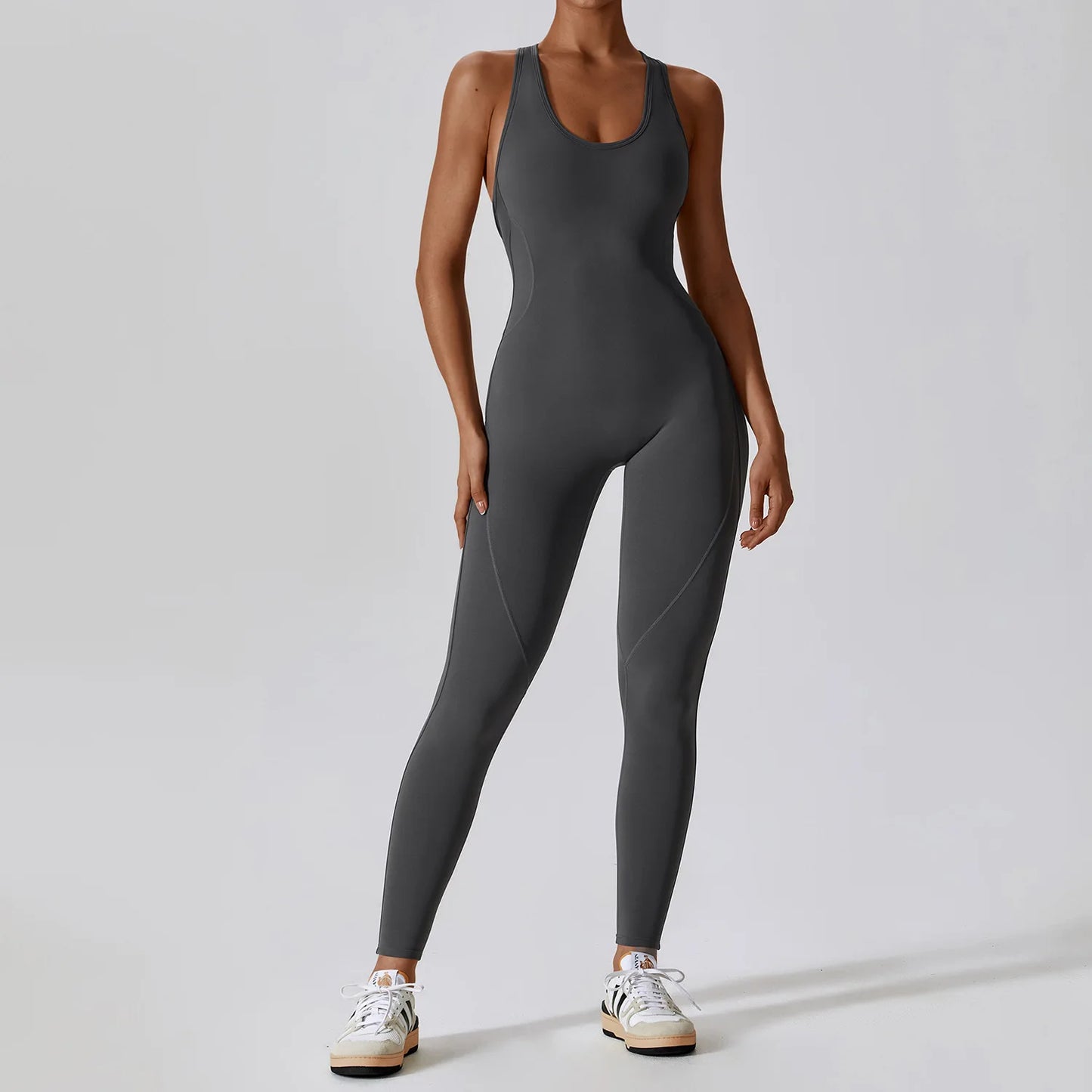 Women’s Open Back Gym Jumpsuit – Short & Long Styles Available (Multiple Colors)