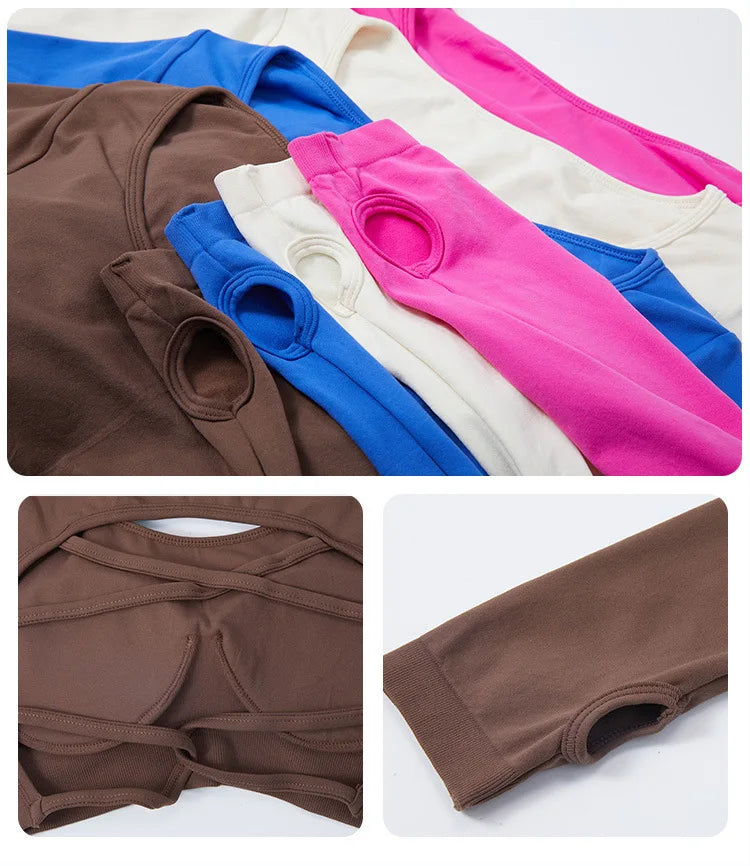 Seamless Backless Long Sleeve Crop Top – Women’s Yoga & Gym Sports Shirt