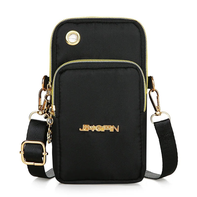 Women's Mobile Phone Crossbody Bag – 3-Layer Wallet with Headphone Plug