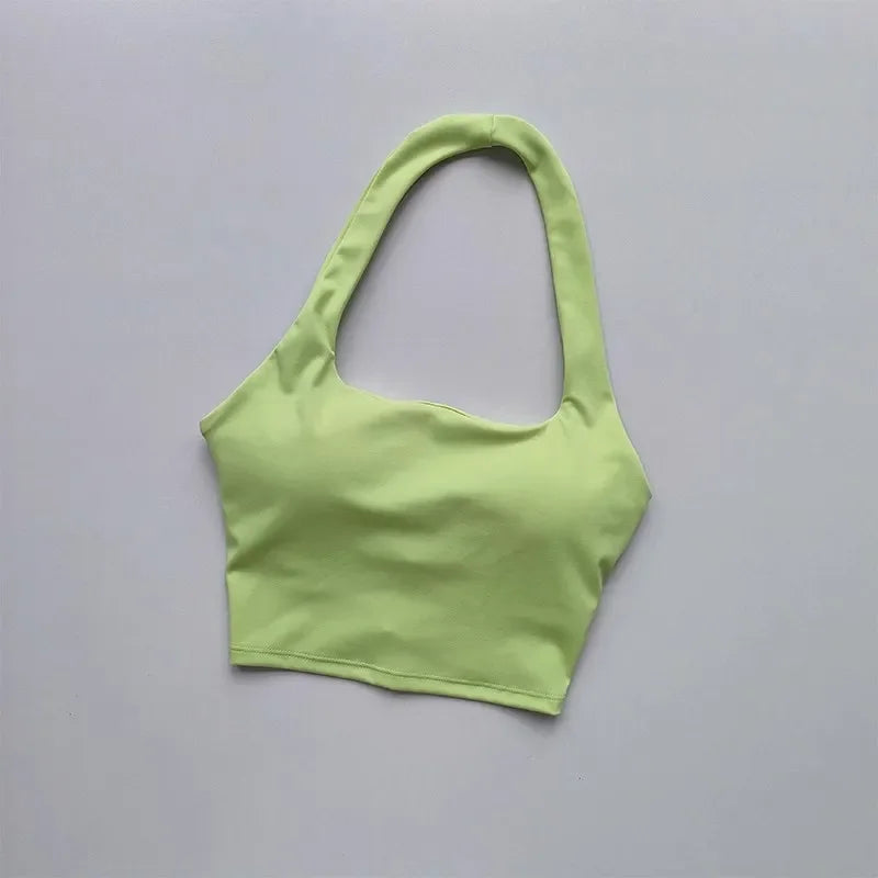Women's Backless Halter Yoga Crop Top – Padded Sports Bra