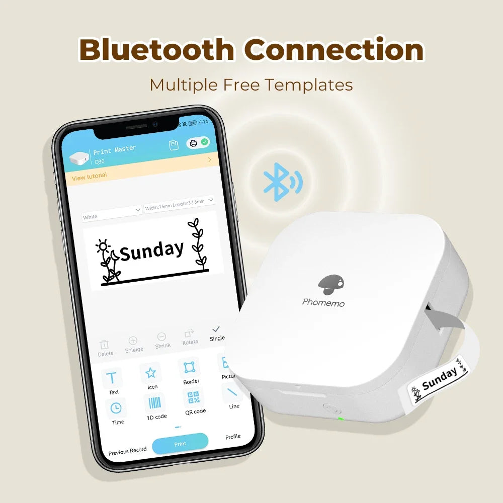 Phomemo Q30 Mini Portable Label Printer – Wireless Inkless Thermal Printing