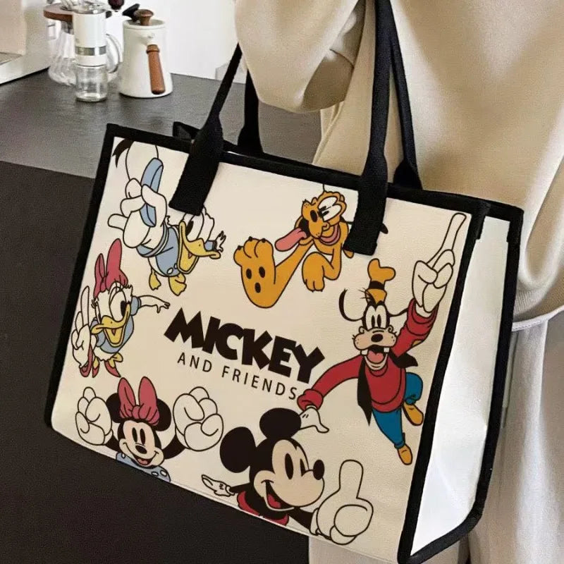 Cartoon Canvas Shoulder Bag – Mickey & Minnie Daily Fashion Tote