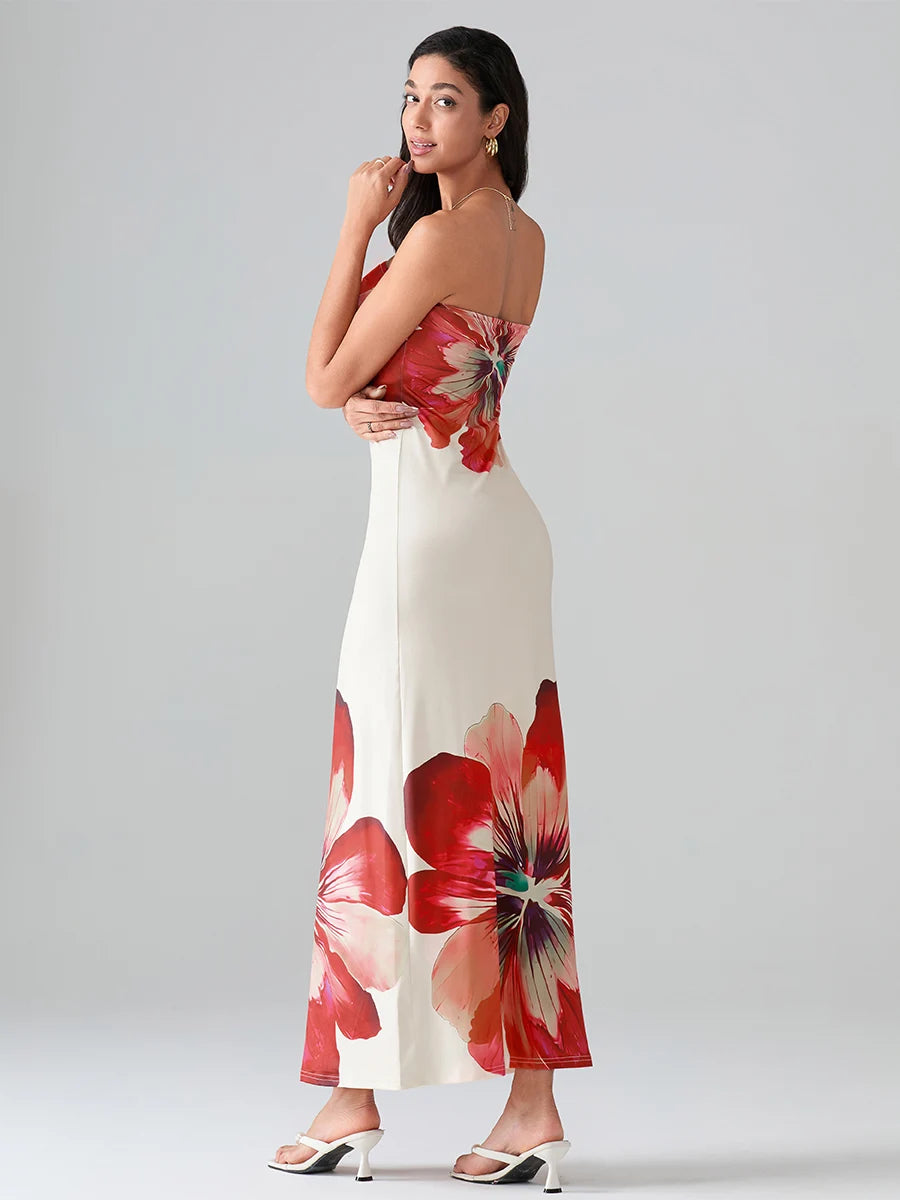 Floral Strapless Bodycon Dress