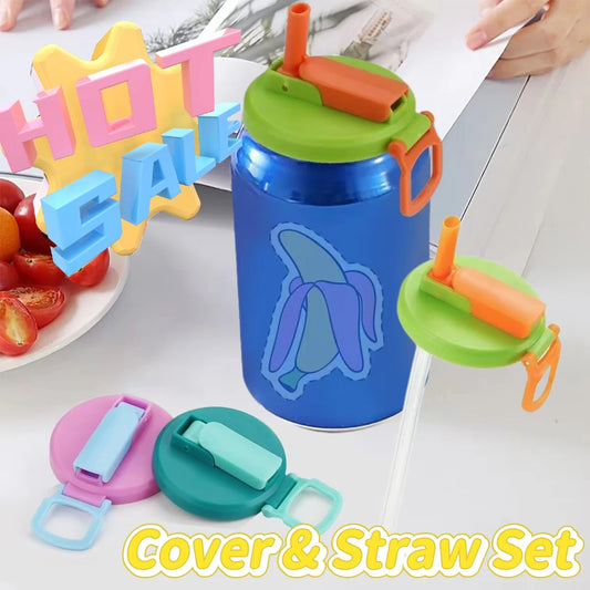 Reusable Soda Can Straw Lid – Leak-proof Cover with Built-in Straw
