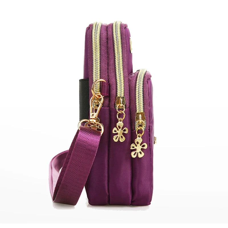 Women's Mobile Phone Crossbody Bag – 3-Layer Wallet with Headphone Plug