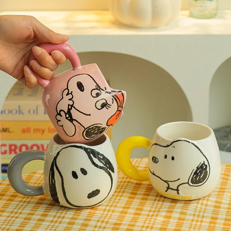 Cute Cartoon Ceramic Mug – Large 500ml Snoopy Design (Without Spoon)