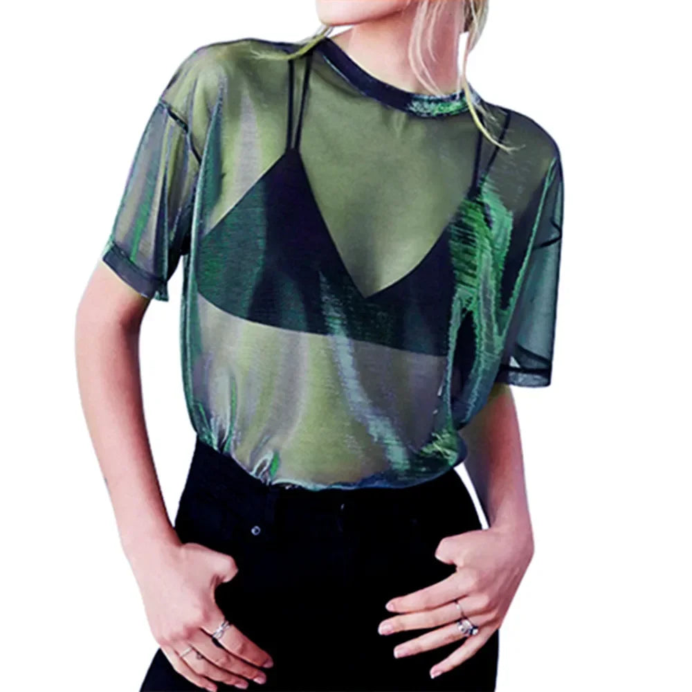 Sheer Mesh Oversized T-Shirt