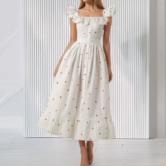 Elegant Floral White Maxi Dress
