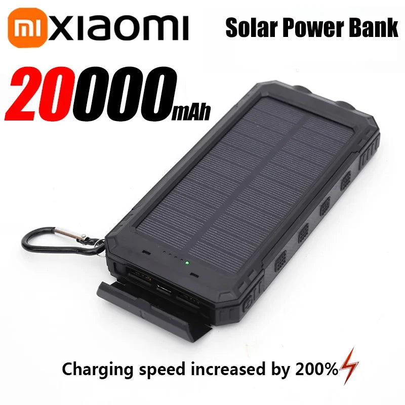 Solar Power Bank 50000mAh – Waterproof Fast-Charge Portable Charger with LED Flashlight