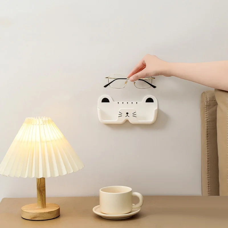 Wall-Mounted Cute Cat Glasses Holder