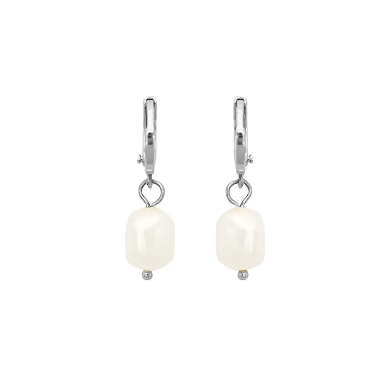 Pearl Drop Hoop Earrings – Gold & Silver