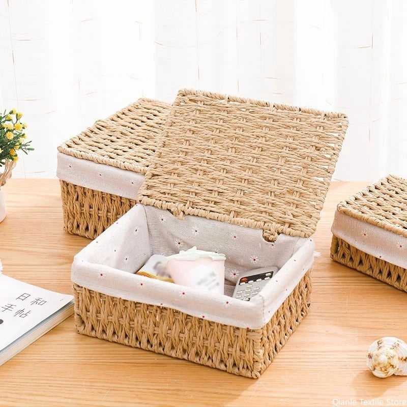 Wicker Storage Basket with Lid