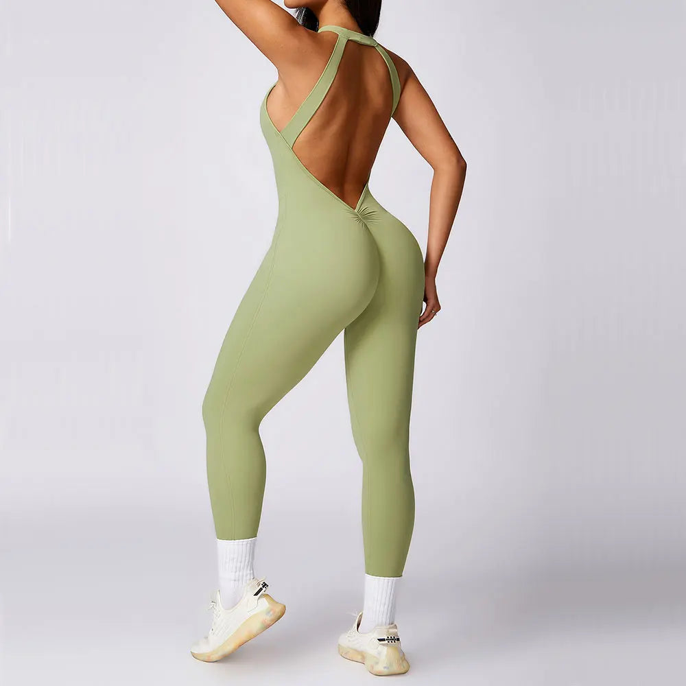 Women’s Scrunch Butt Gym Jumpsuit – High Stretch Yoga Romper for Training & Workout