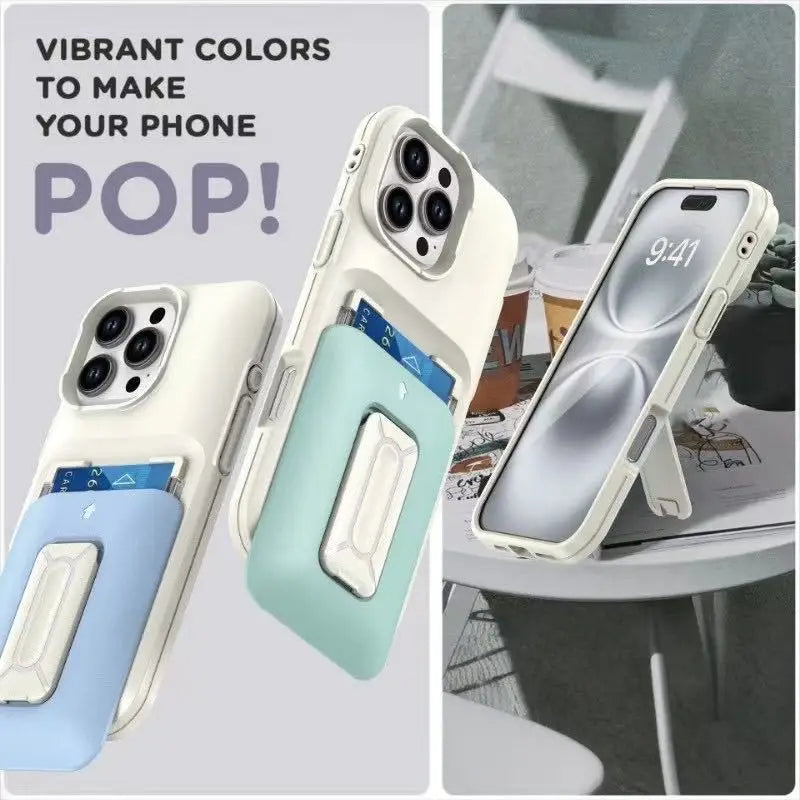 New Korean Sliding Card Holder Kickstand Protective Phone Case for iPhone 11 to iPhone 16 Pro Max – Stylish Multi-Functional Cover