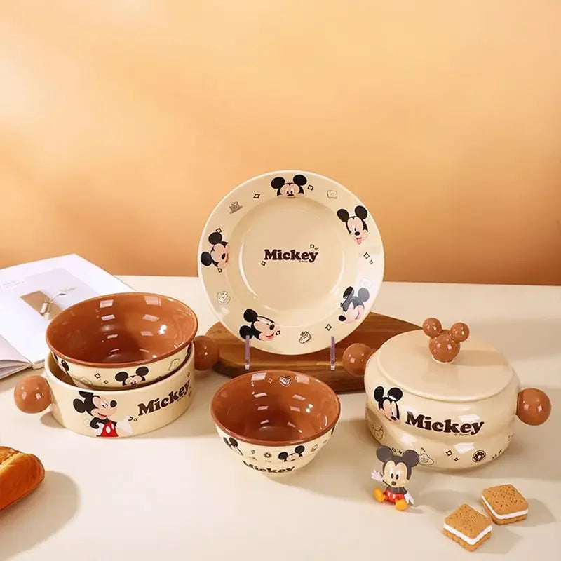 Disney Mickey Minnie Donald Daisy Ceramic Tableware Bowls & Plates Set
