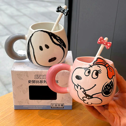 Cute Cartoon Ceramic Mug – Large 500ml Snoopy Design (Without Spoon)
