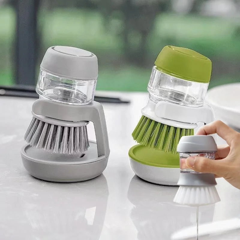 Soap Dispensing Dish Brush – With Holder Base
