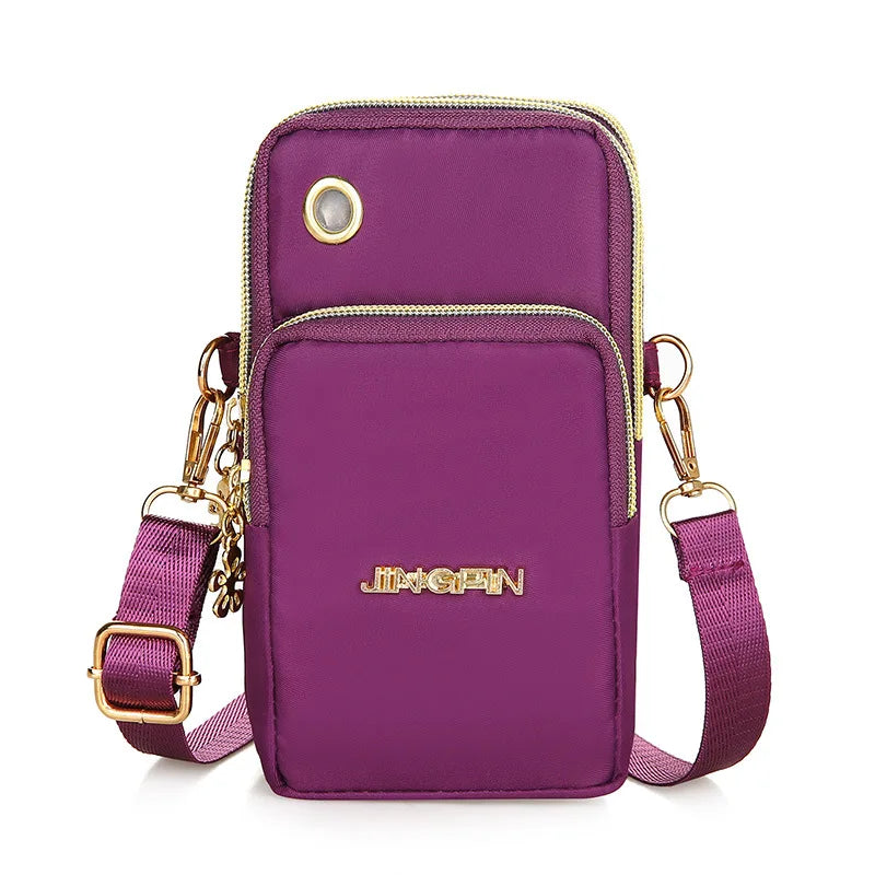 Women's Mobile Phone Crossbody Bag – 3-Layer Wallet with Headphone Plug