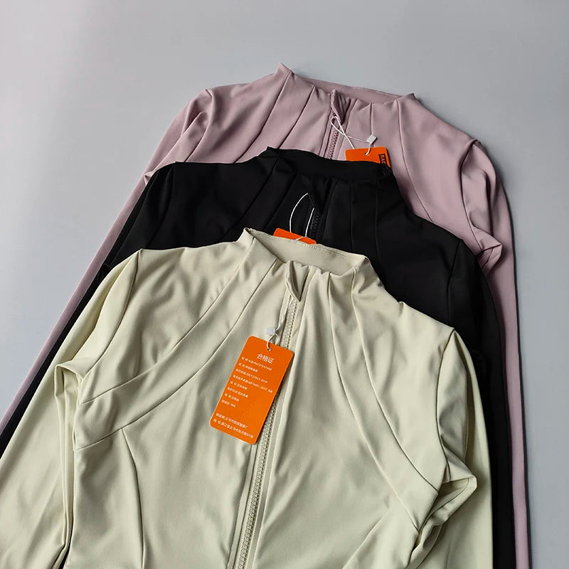 Women’s Slim Fit Zip-Up Sports Jacket – Yoga, Running, Gym Activewear