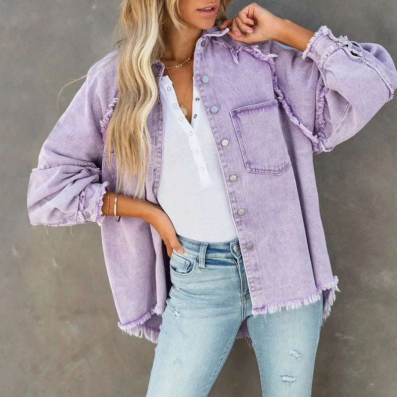 Colorful Denim Jacket with Tassels