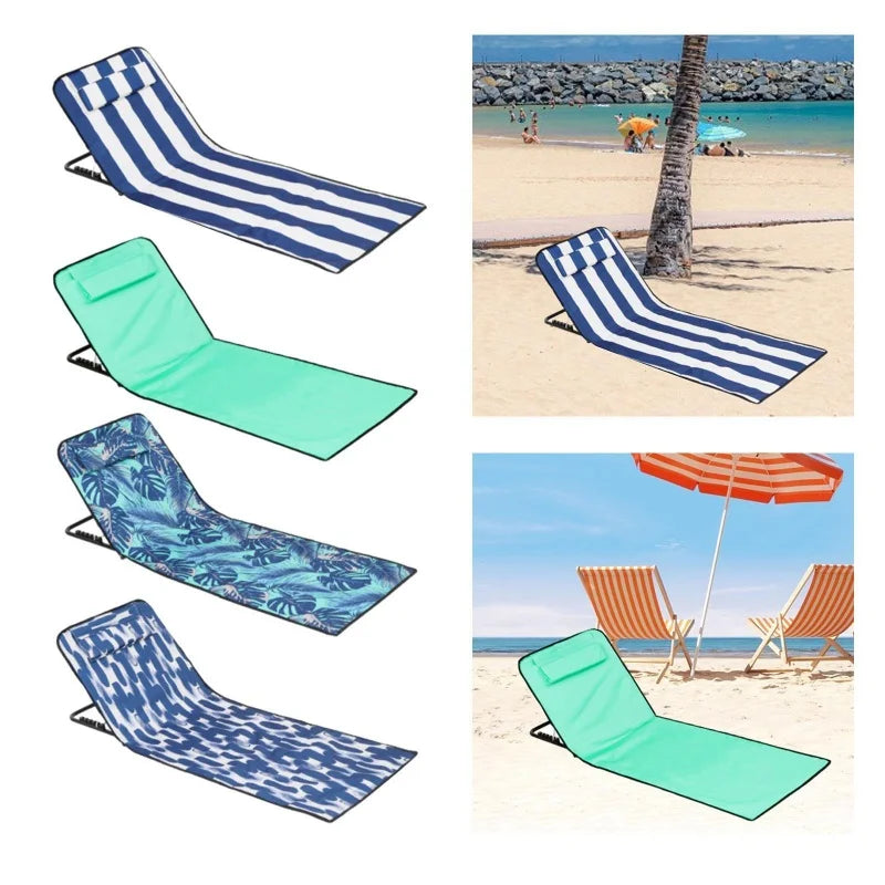 Lightweight Folding Beach Mat with Adjustable Backrest – Portable Lounge Chair for Camping & Pool
