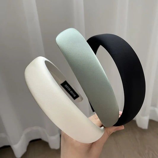 Thick Sponge Satin Headband – Fashionable Soft Padded Hair Hoop for Women
