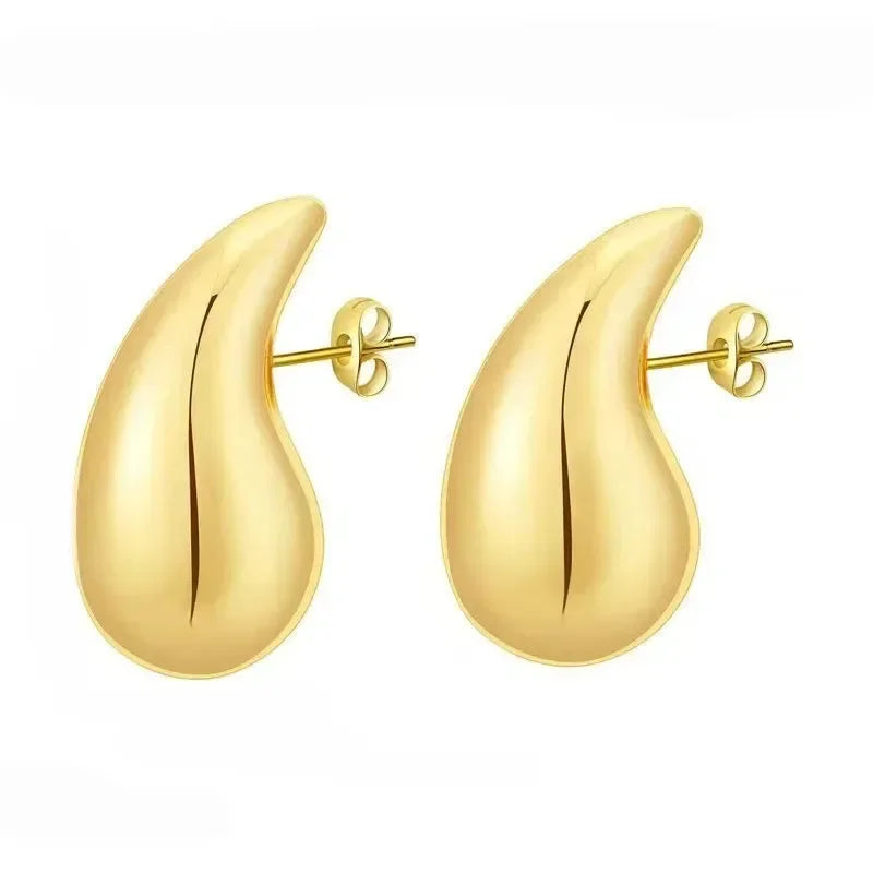 Glossy Teardrop Dome Earrings – Gold or Silver