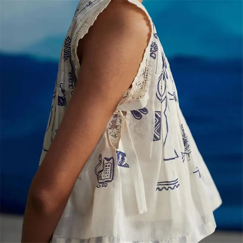 Tie Crop Top – Sleeveless Vintage Streetwear