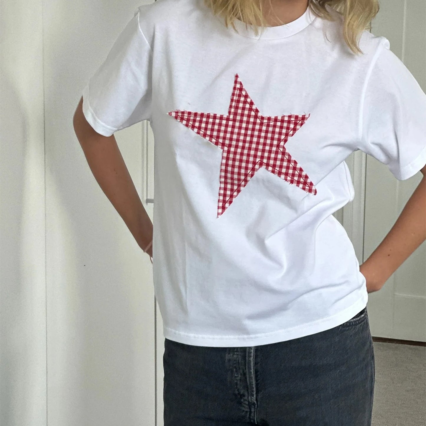 Summer Loose Fit T-Shirt with Bow Print – Casual Streetwear Top