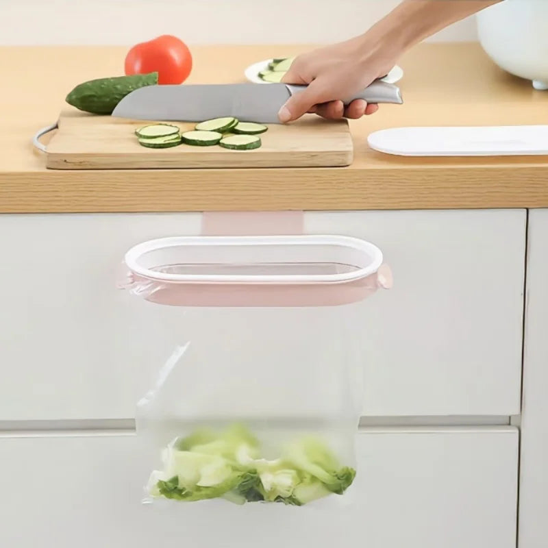 Hanging Trash Bag Holder – Cabinet Door Garbage Organizer