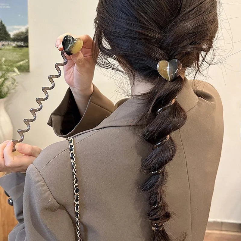 Bubble Braid Hair Tie with Heart – Stylish Elastic Hair Band for Braids