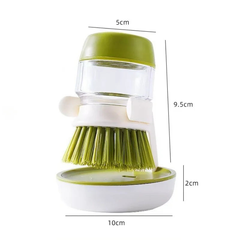 Soap Dispensing Dish Brush – With Holder Base