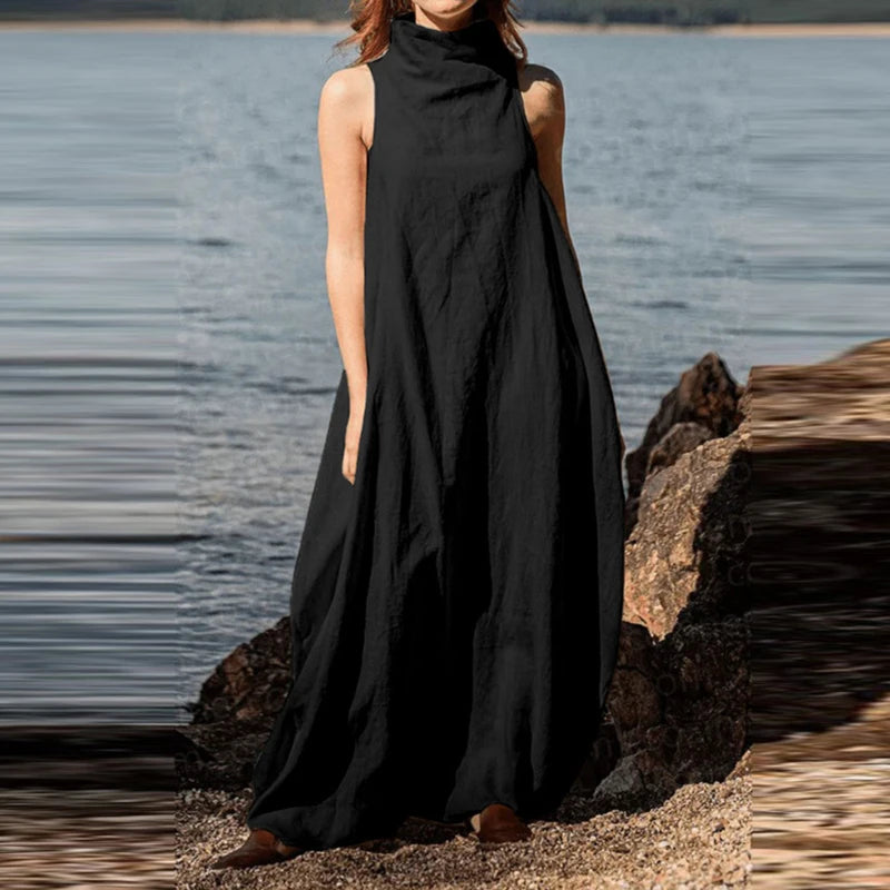 Sleeveless Linen Maxi Dress – Elegant & Relaxed Style