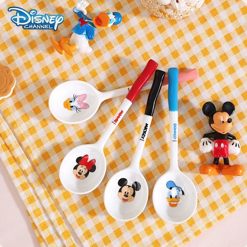 Disney Mickey & Minnie Ceramic Spoon – Cartoon Tableware for Kids