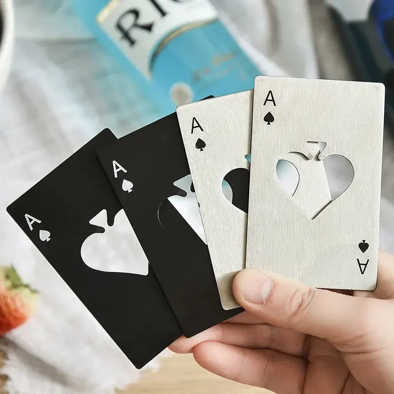 Stainless Steel Poker Card Bottle Opener – Spade Ace Design