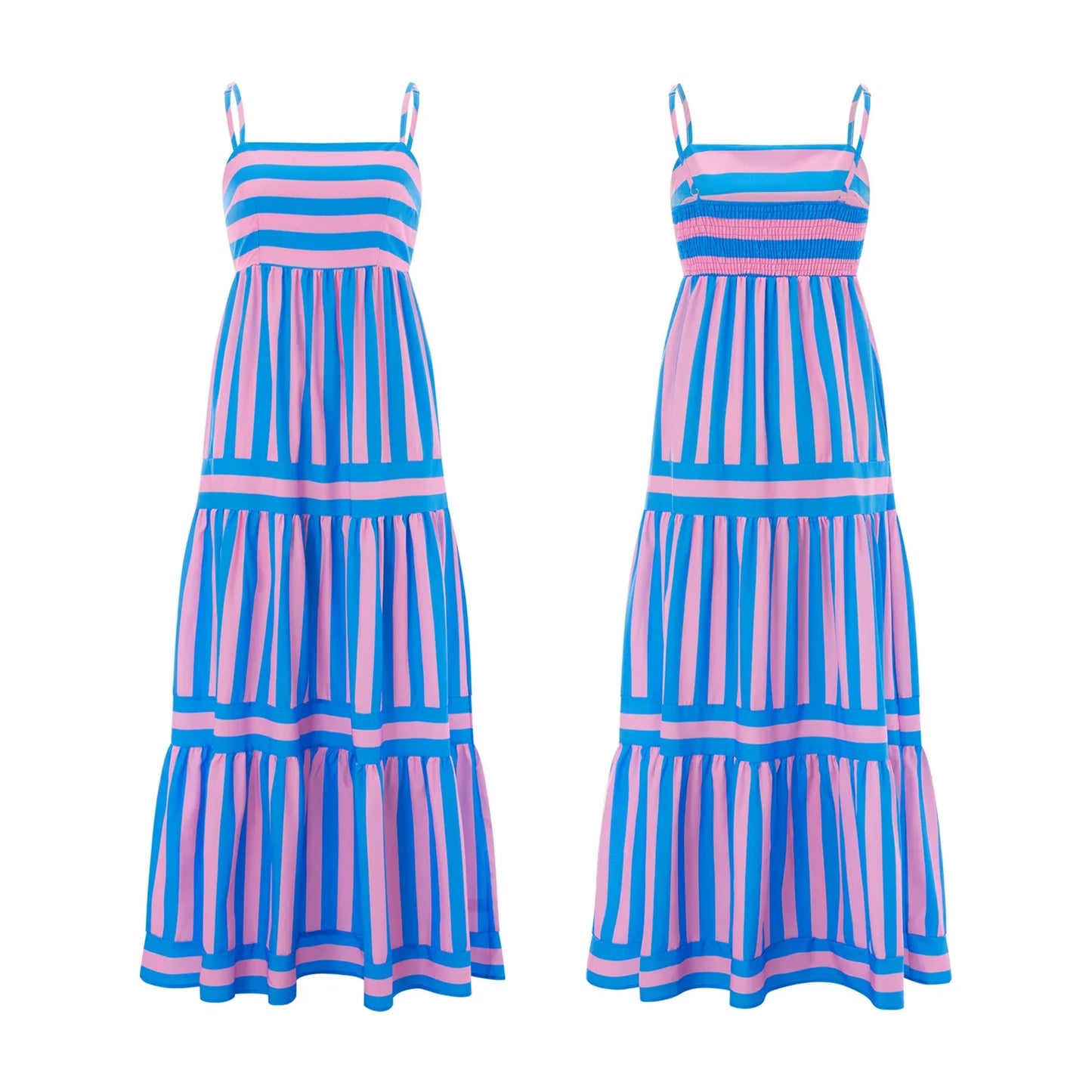 Boho Striped Tiered Maxi Dress