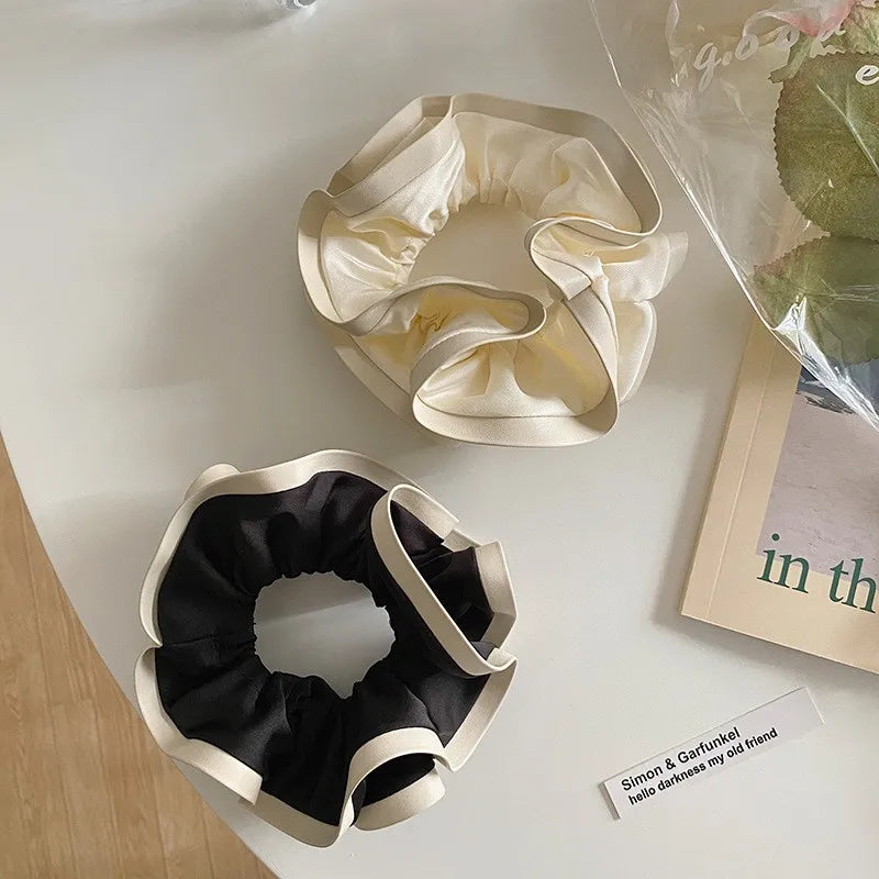 Korean Style Double Satin Silk Scrunchie – High-End Hair Accessory for Women
