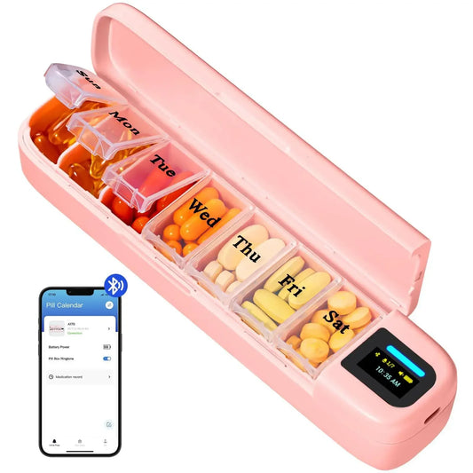 Smart Bluetooth Pill Organizer – Weekly Electronic Medicine Box with Timer and App Reminder