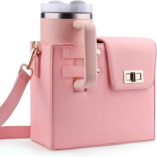Stylish Square Crossbody Bag with Water Bottle Holder