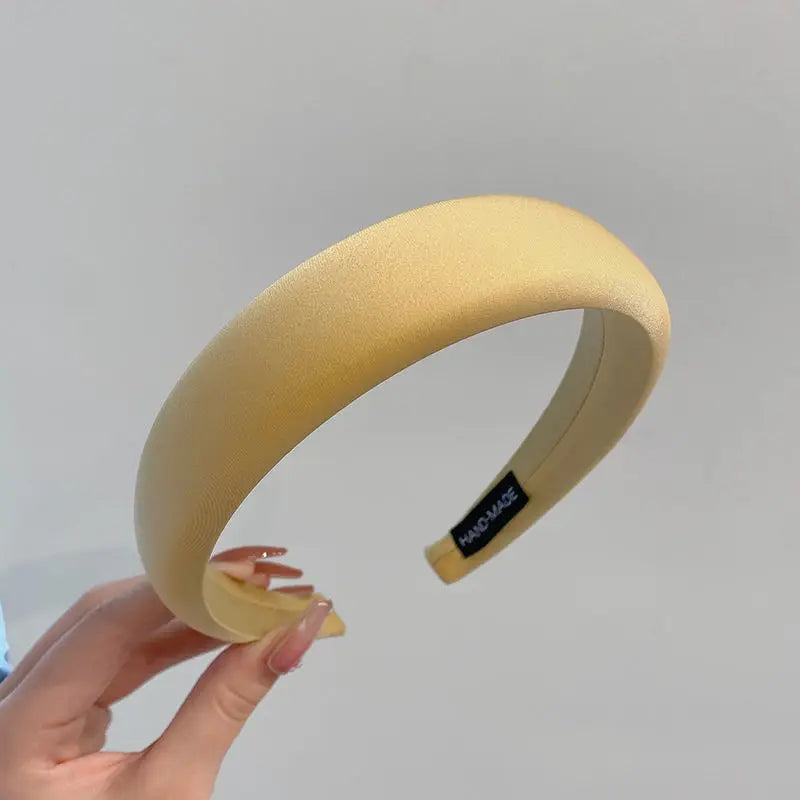 Thick Sponge Satin Headband – Fashionable Soft Padded Hair Hoop for Women