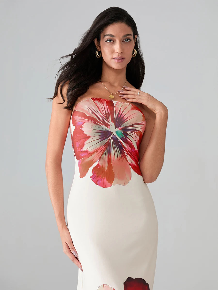 Floral Strapless Bodycon Dress