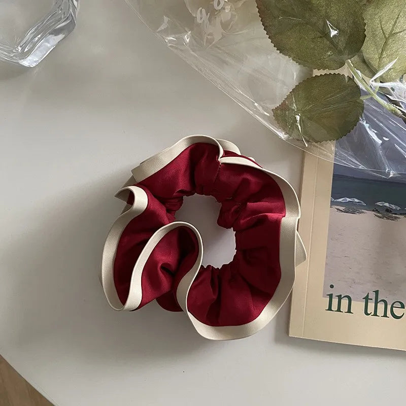 Korean Style Double Satin Silk Scrunchie – High-End Hair Accessory for Women