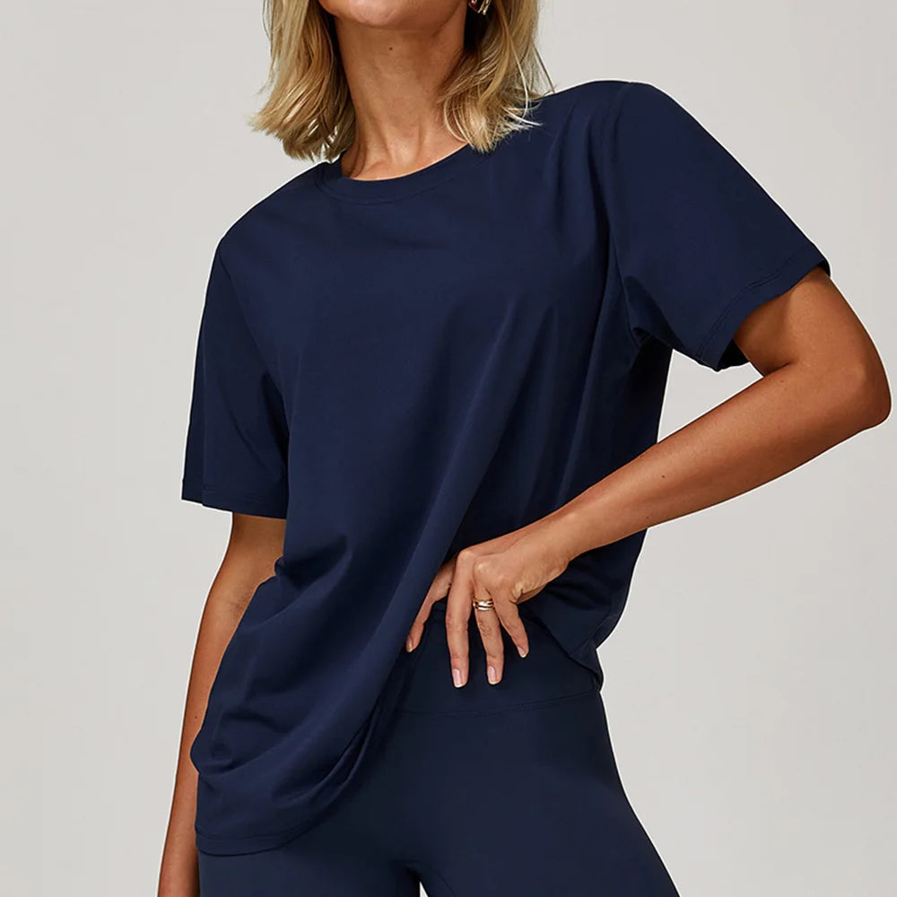 Loose Fit Quick-Dry Workout T-Shirt – Women’s Short Sleeve Gym Top