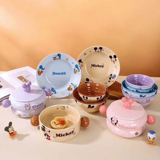 Disney Mickey Minnie Donald Daisy Ceramic Tableware Bowls & Plates Set
