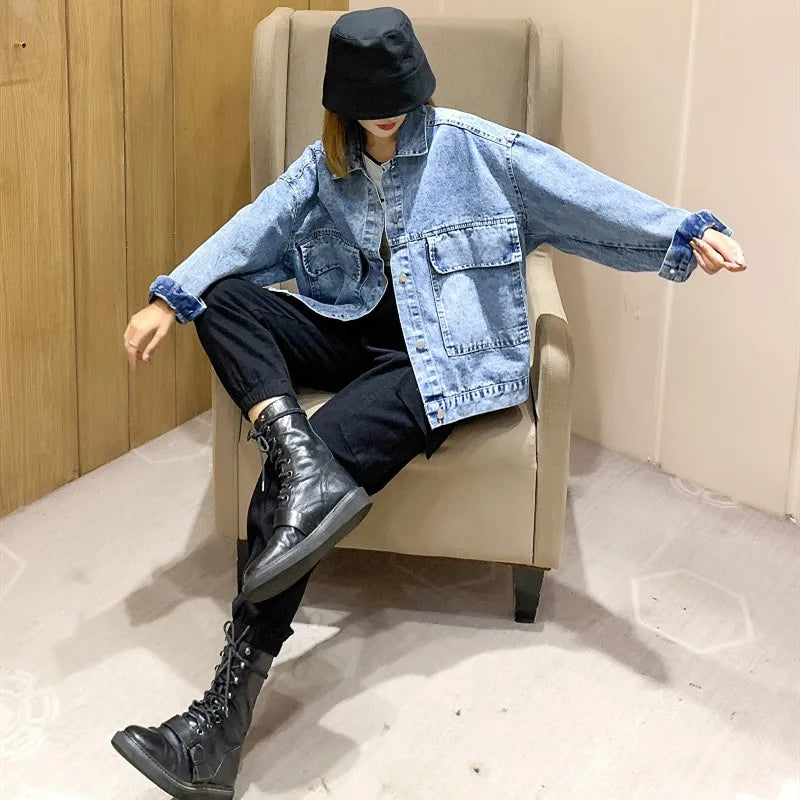 Embroidered Cartoon Denim Jacket