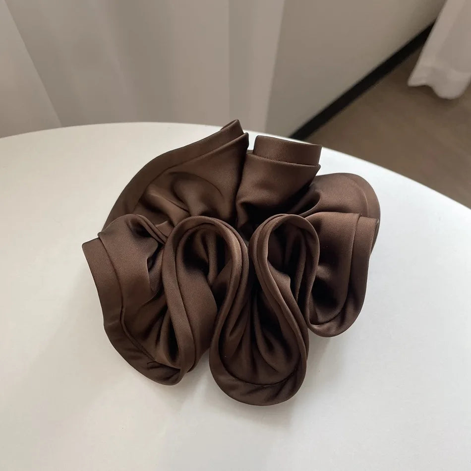 Korean Style Double Satin Silk Scrunchie – High-End Hair Accessory for Women
